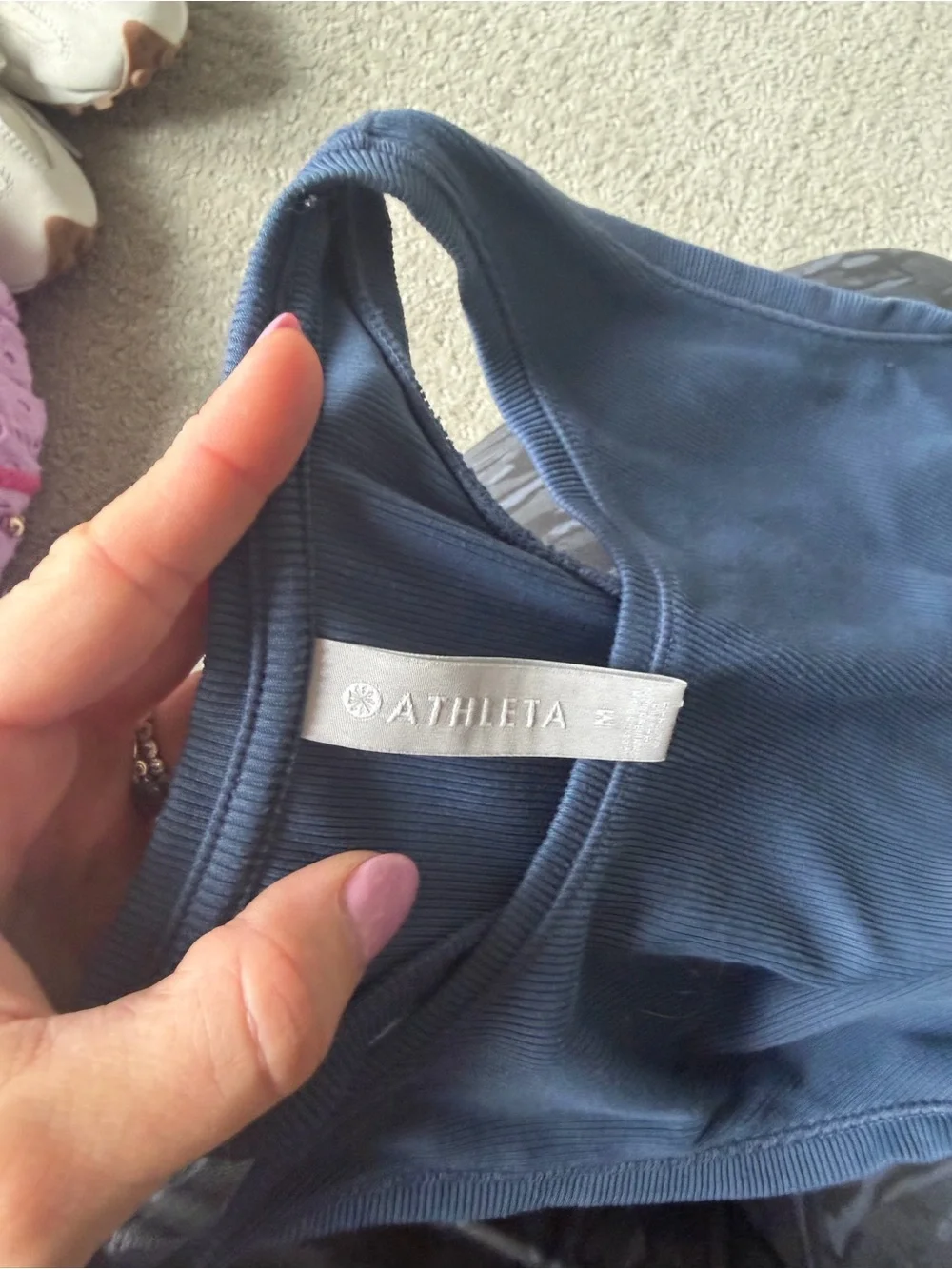 Athleta Ribbed Racerback Tank - Slate Blue - Picture 2 of 3